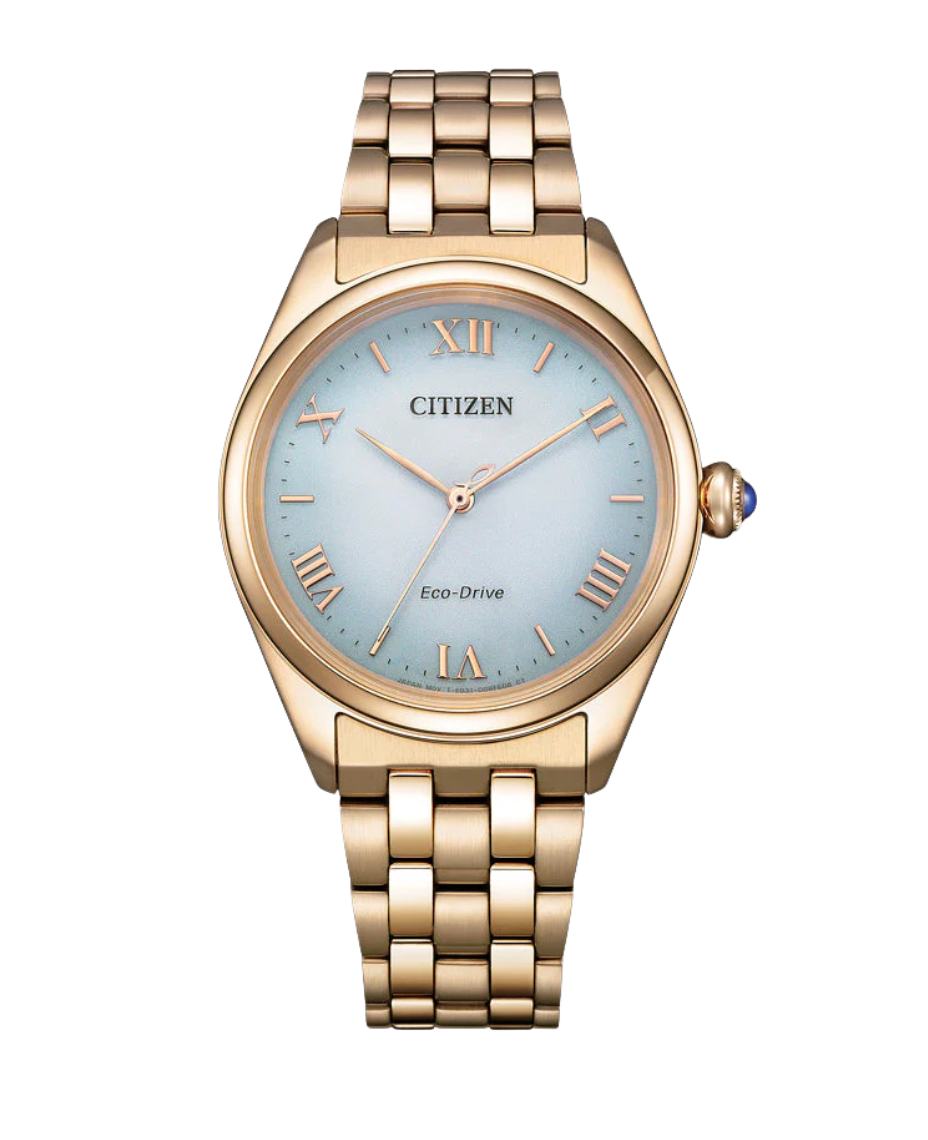Citizen Eco-Drive EM1143-81X reloj mujer acero chapado oro rosa esfera verde