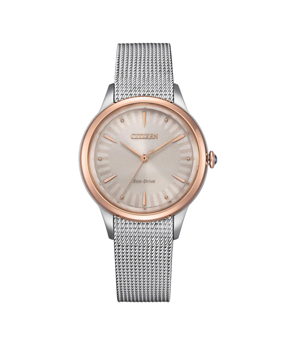 Citizen Eco-Drive EM1156-80X reloj mujer acero rose gold esfera beige