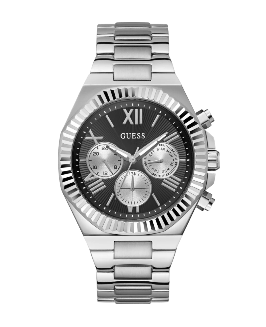 Guess Equity GW0703G3 reloj hombre acero reciclado dorado esfera azul 44mm