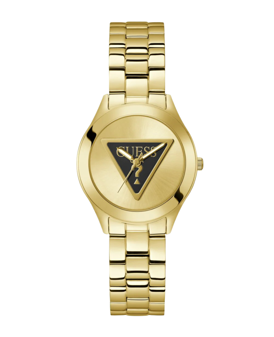 Guess Tri Plaque GW0675L2 reloj mujer acero reciclado dorado champagne
