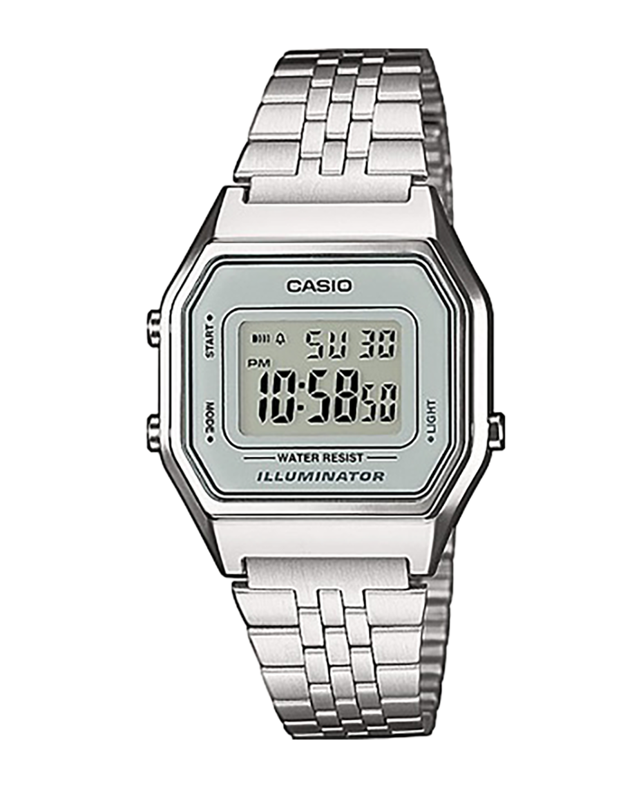 Casio Vintage LA680WEA-7EF reloj mujer resina plateado digital retro