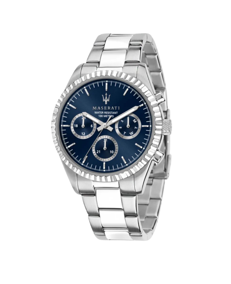 Maserati Competizione R8853100022 reloj hombre acero azul multifunción cuarzo 43mm