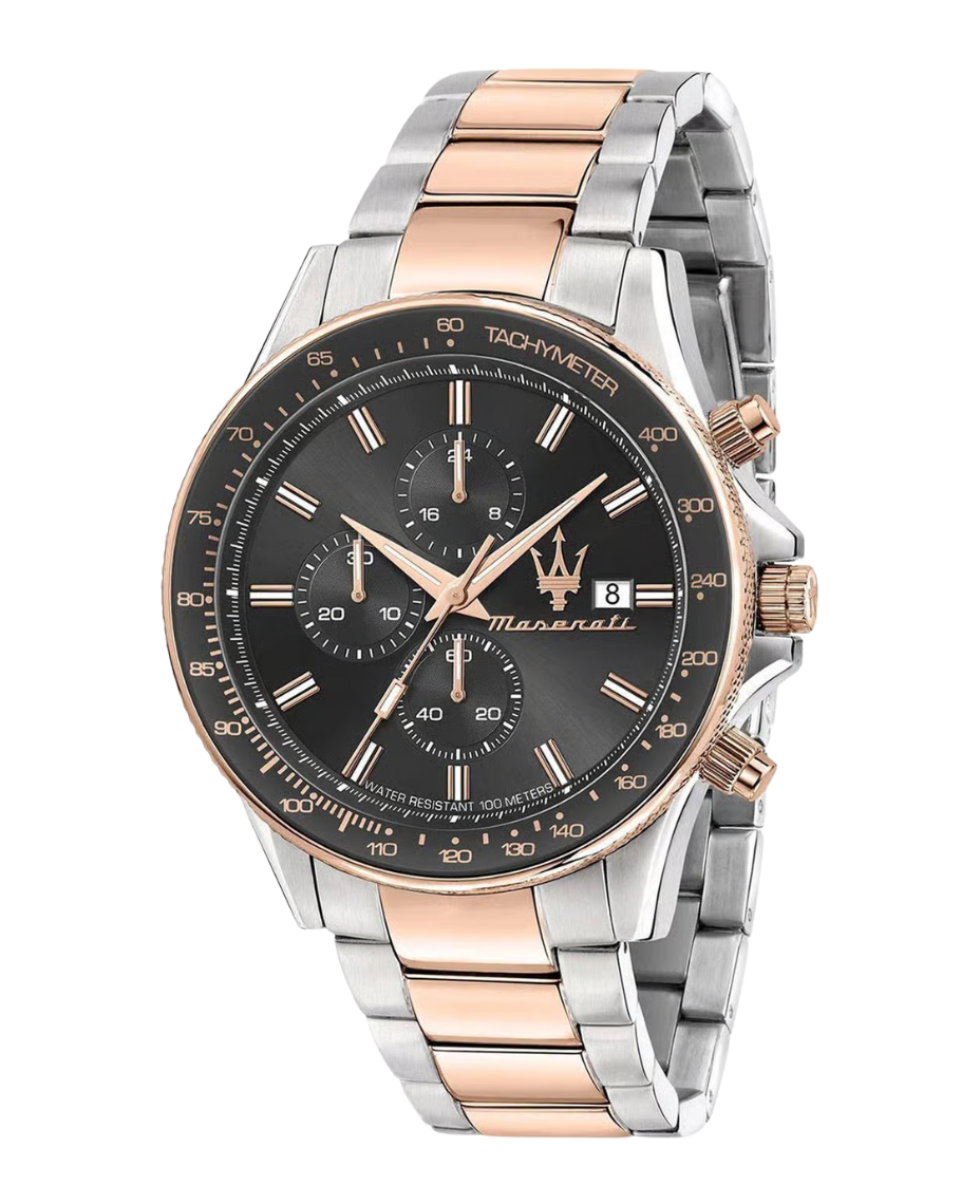 Maserati Sfida R8873640014 reloj hombre acero oro rosa cronógrafo esfera gris