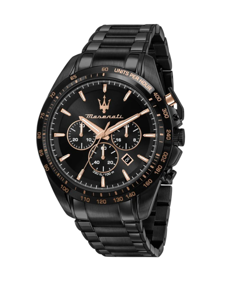 Maserati Traguardo R8873612048 reloj hombre acero negro cronógrafo deportivo