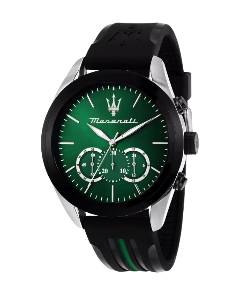 Maserati Traguardo R8871612043 reloj hombre acero verde cronógrafo correa negra