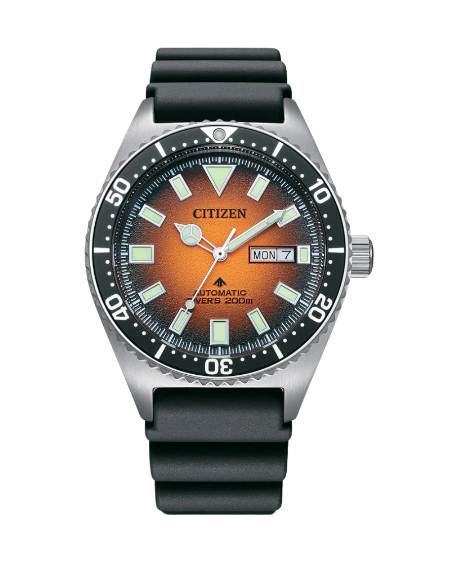 Citizen Promaster NY0120-01Z reloj hombre acero esfera naranja correa caucho