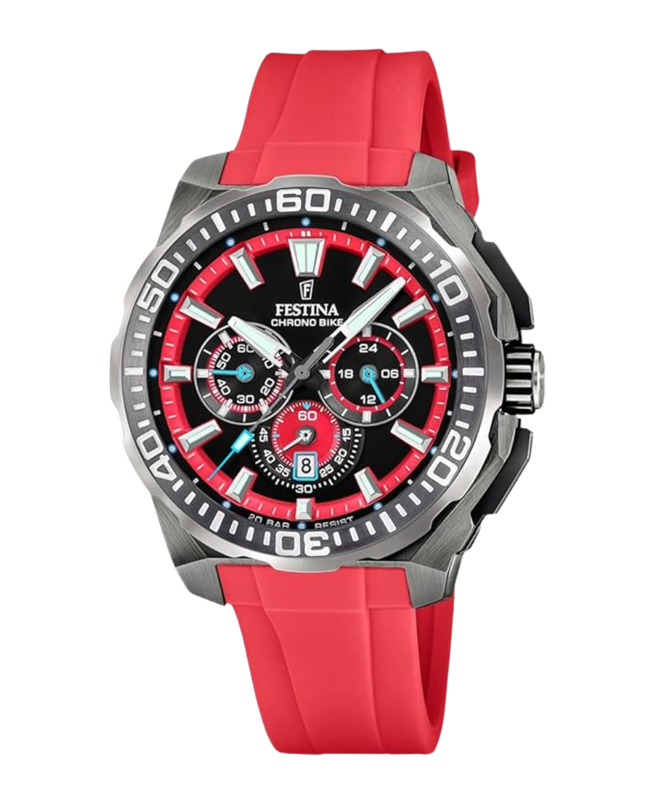 Festina Chrono Bike F20725/5 reloj hombre acero negro correa roja cronógrafo deportivo