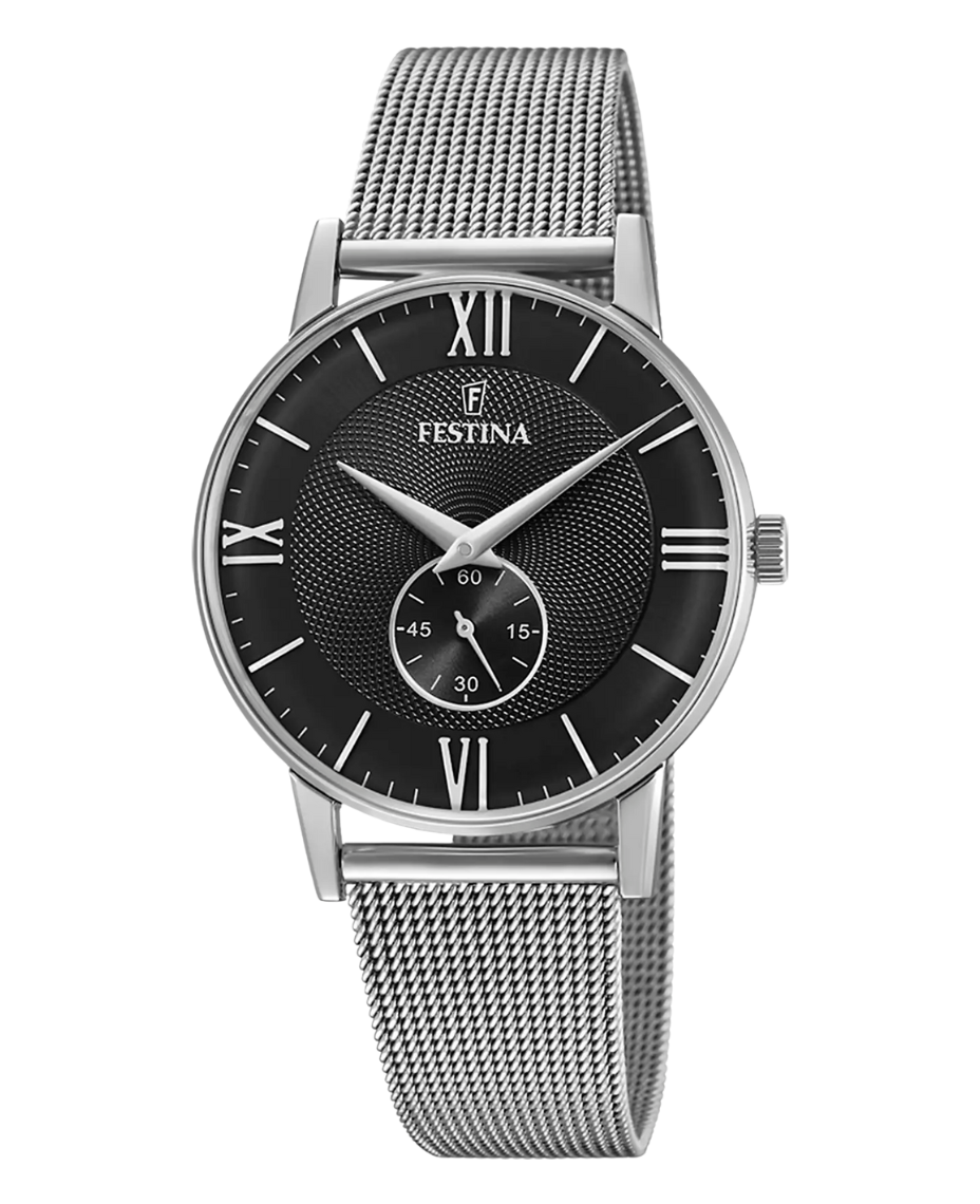 Festina Retro F20568/4 reloj hombre acero inoxidable esfera negra vintage