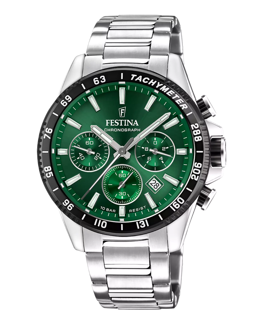 Festina F20560/4 reloj hombre cronógrafo acero esfera verde 45mm