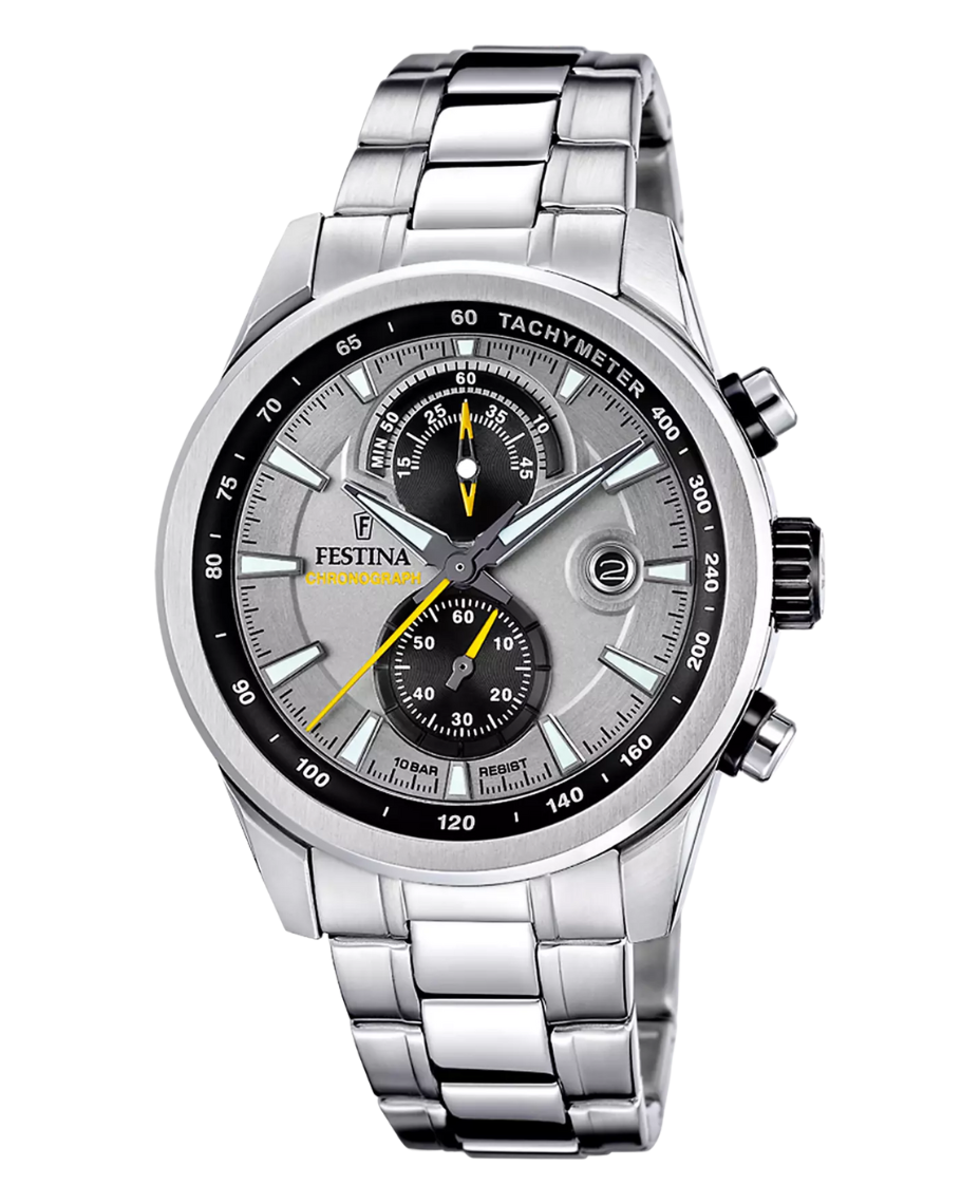 Festina F20694/4 reloj cronógrafo hombre acero inoxidable esfera gris 44mm
