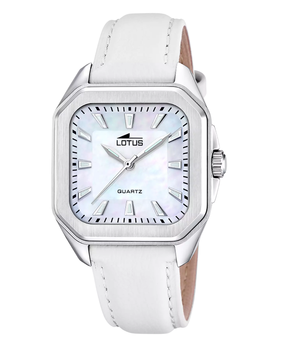 Lotus Classic 18968/2 reloj mujer acero esfera beige correa piel blanca