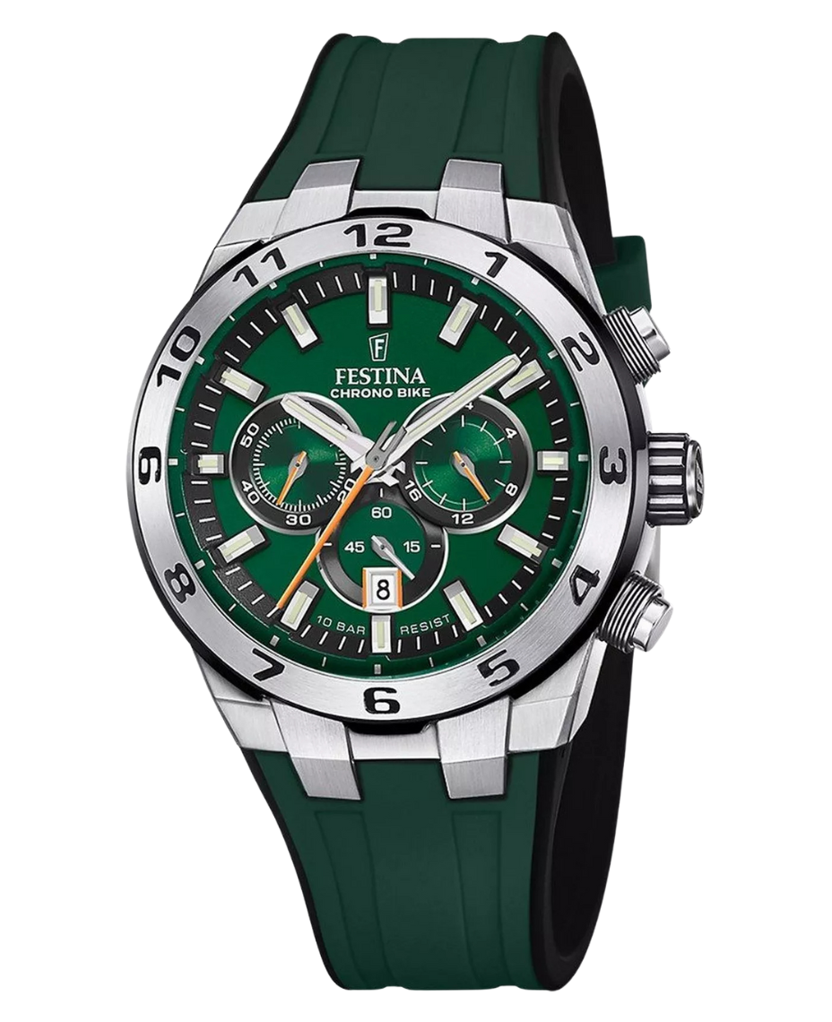 Festina Chrono Bike F20671/2 reloj hombre acero inoxidable esfera verde correa caucho