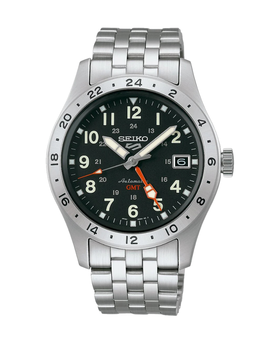 Seiko 5 Sports Field GMT SSK023K1 reloj hombre acero negro con función GMT