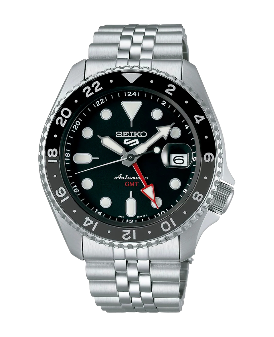Seiko 5 Sports GMT SSK001K1 reloj hombre acero negro esfera