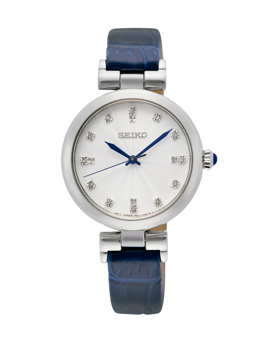 Seiko Ladies Cuarzo SRZ545P1 reloj mujer acero plata esfera blanca correa azul