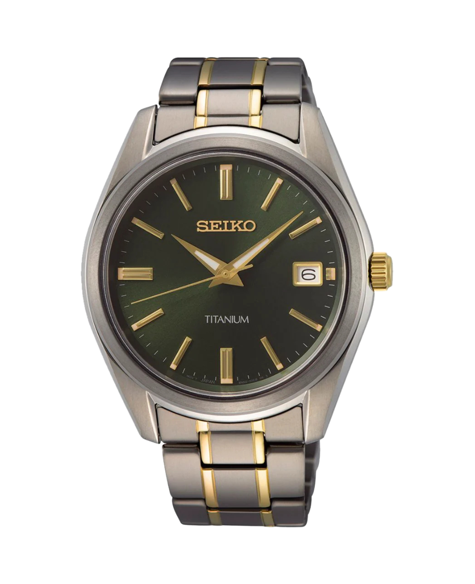 Seiko Neo Classic Titanio SUR377P1 reloj hombre titanio plata esfera verde