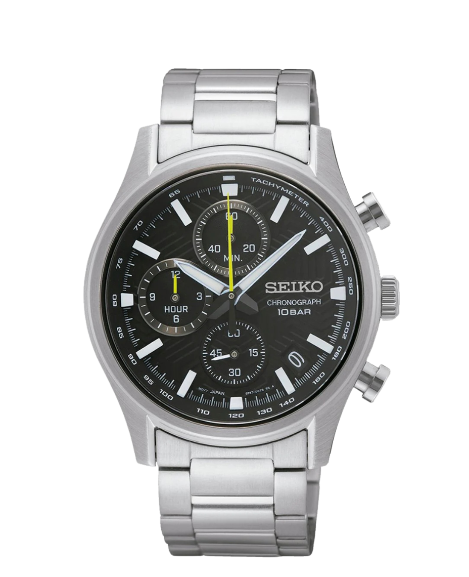 Seiko Neo Sports Cronógrafo SSB419P1 reloj hombre acero plata esfera negra