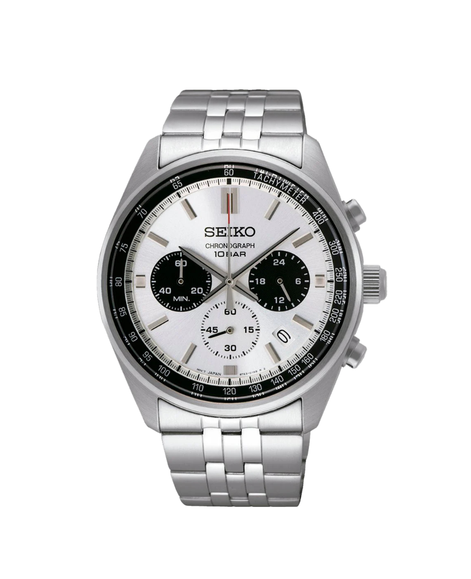 Seiko Neo Sports Cronógrafo SSB425P1 reloj hombre acero esfera blanca