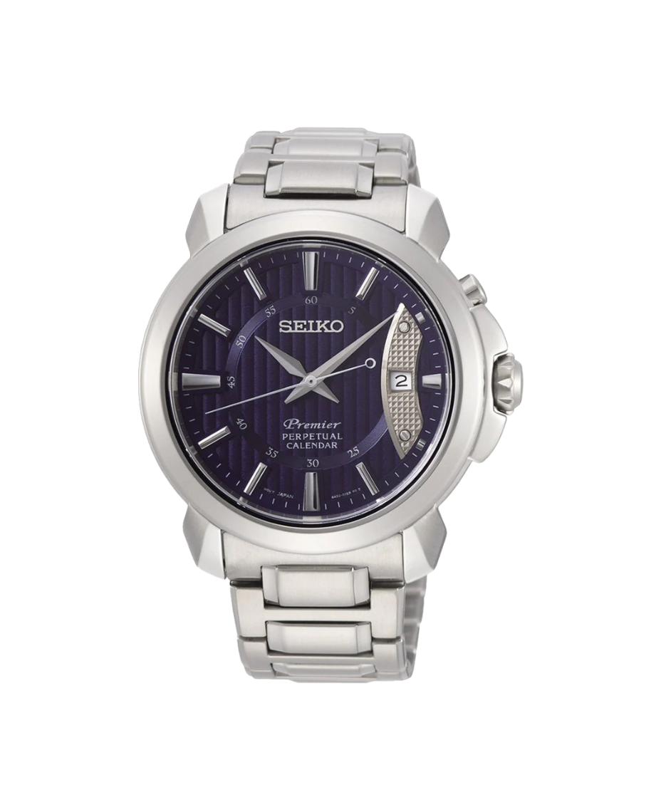 Seiko Premier Calendario Perpetuo SNQ157P1 reloj hombre acero azul