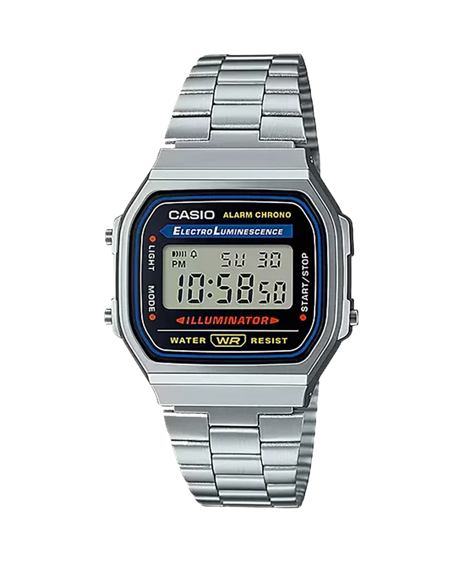 Casio Vintage A168WA-1YES reloj unisex resina plateado estilo retro años 80