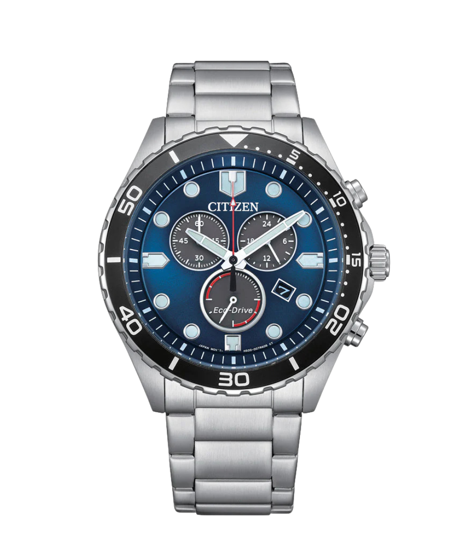 Citizen Eco-Drive AT2560-84L reloj hombre acero esfera azul cronógrafo