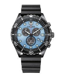 Citizen Eco-Drive Cronógrafo AT2567-18L reloj hombre acero esfera azul correa goma