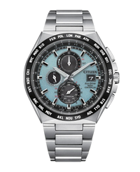 Citizen Eco-Drive AT8238-84M reloj hombre Super Titanium esfera azul cronógrafo