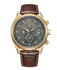Citizen Eco-Drive AT8263-10H reloj hombre acero chapado oro rosa esfera gris