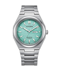Citizen Super Titanium AW0130-85M reloj hombre titanio esfera turquesa