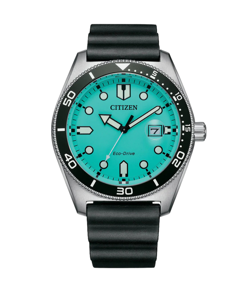 Citizen Eco-Drive AW1760-14X reloj hombre acero esfera verde correa caucho