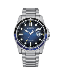 Citizen Eco-Drive AW1810-85l reloj hombre acero esfera azul