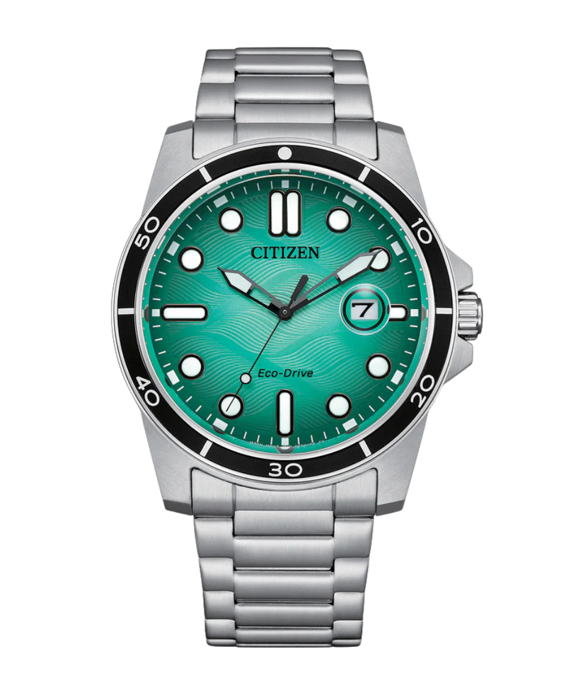 Citizen Eco-Drive AW1816-89L reloj hombre acero esfera turquesa