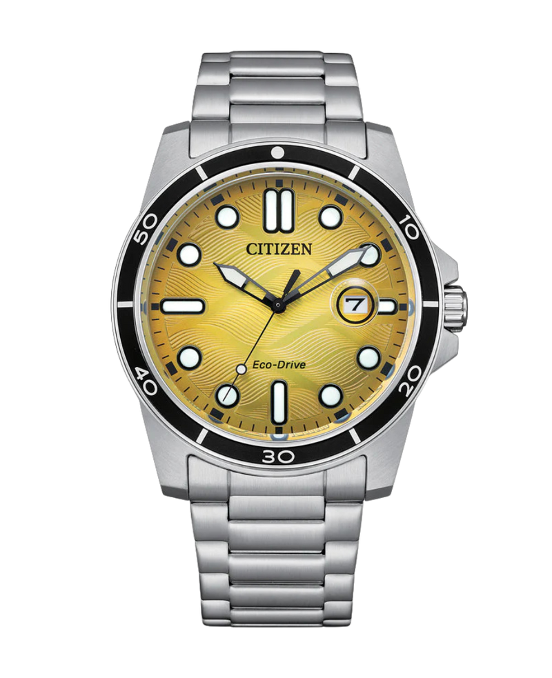 Citizen Eco-Drive AW1816-89X reloj hombre acero esfera amarilla
