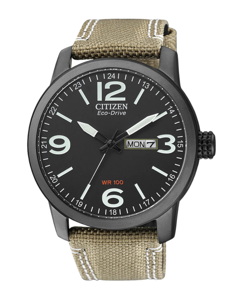 Citizen Eco-Drive BM8476-23E reloj hombre acero negro solar con correa nylon