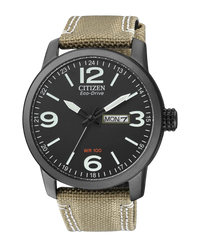 Citizen Eco-Drive BM8476-23E reloj hombre acero negro solar con correa nylon