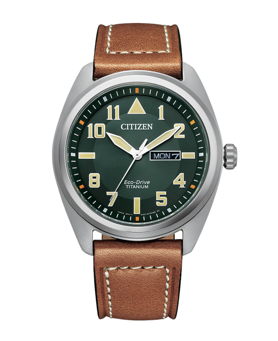Citizen Super Titanium Eco-Drive BM8560-11X reloj hombre titanio esfera verde