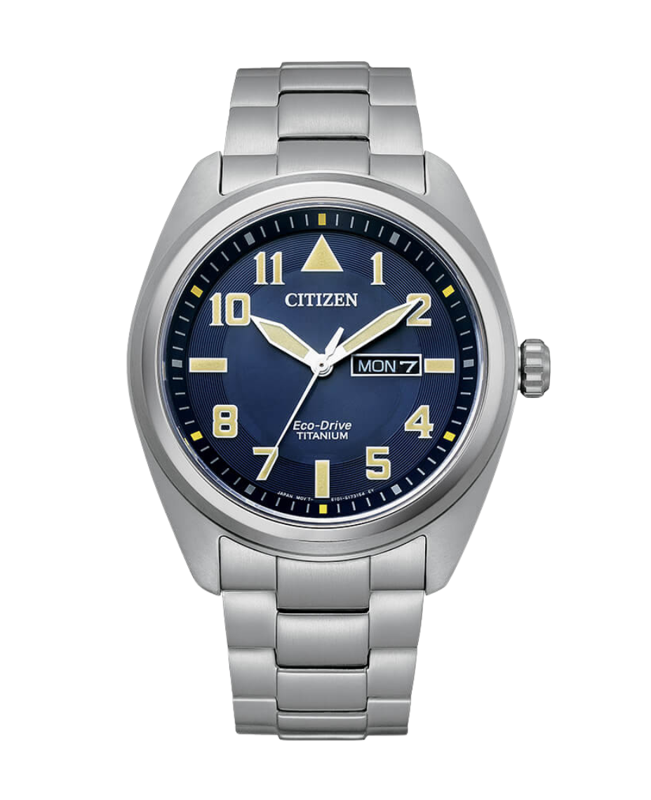 Citizen Super Titanium BM8560-88L reloj hombre titanio esfera azul cristal zafiro