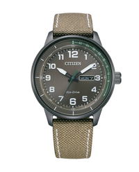 Citizen Eco-Drive BM8595-16H reloj hombre acero negro esfera gris correa nylon