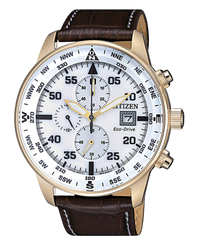 Citizen Eco-Drive CA0693-12A reloj hombre acero cronógrafo esfera blanca correa piel