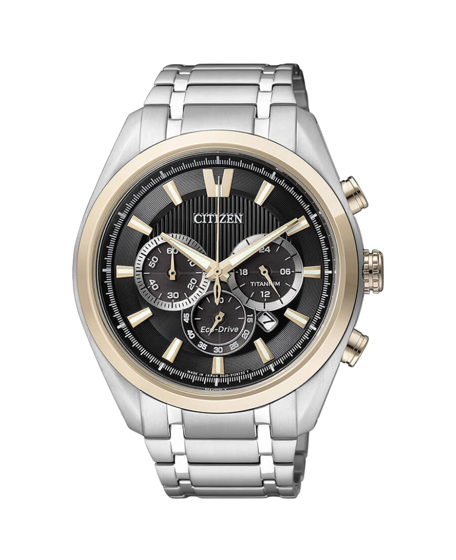 Citizen Super Titanium CA4014-57E reloj hombre titanio bicolor oro esfera negra