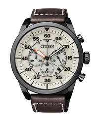 Citizen Eco-Drive CA4215-04W reloj hombre acero cronógrafo esfera beige correa piel