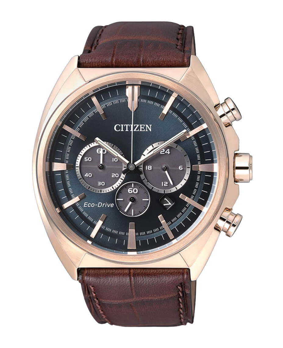 Citizen Eco-Drive CA4283-04L reloj hombre acero cronógrafo esfera azul correa piel