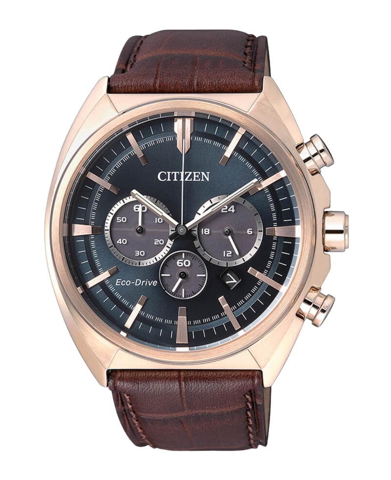 Citizen Eco-Drive CA4283-04L reloj hombre acero cronógrafo esfera azul correa piel