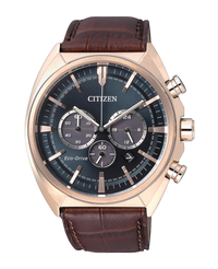 Citizen Eco-Drive CA4283-04L reloj hombre acero cronógrafo esfera azul correa piel