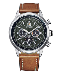 Citizen Eco-Drive CA4470-15X reloj hombre acero cronógrafo esfera verde correa piel
