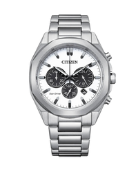 Citizen Eco-Drive CA4590-81A reloj hombre acero cronógrafo esfera blanca