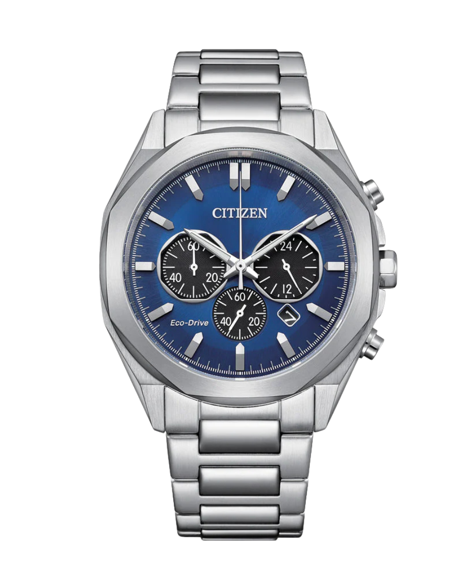 Citizen Eco-Drive CA4590-81L reloj hombre acero cronógrafo esfera azul