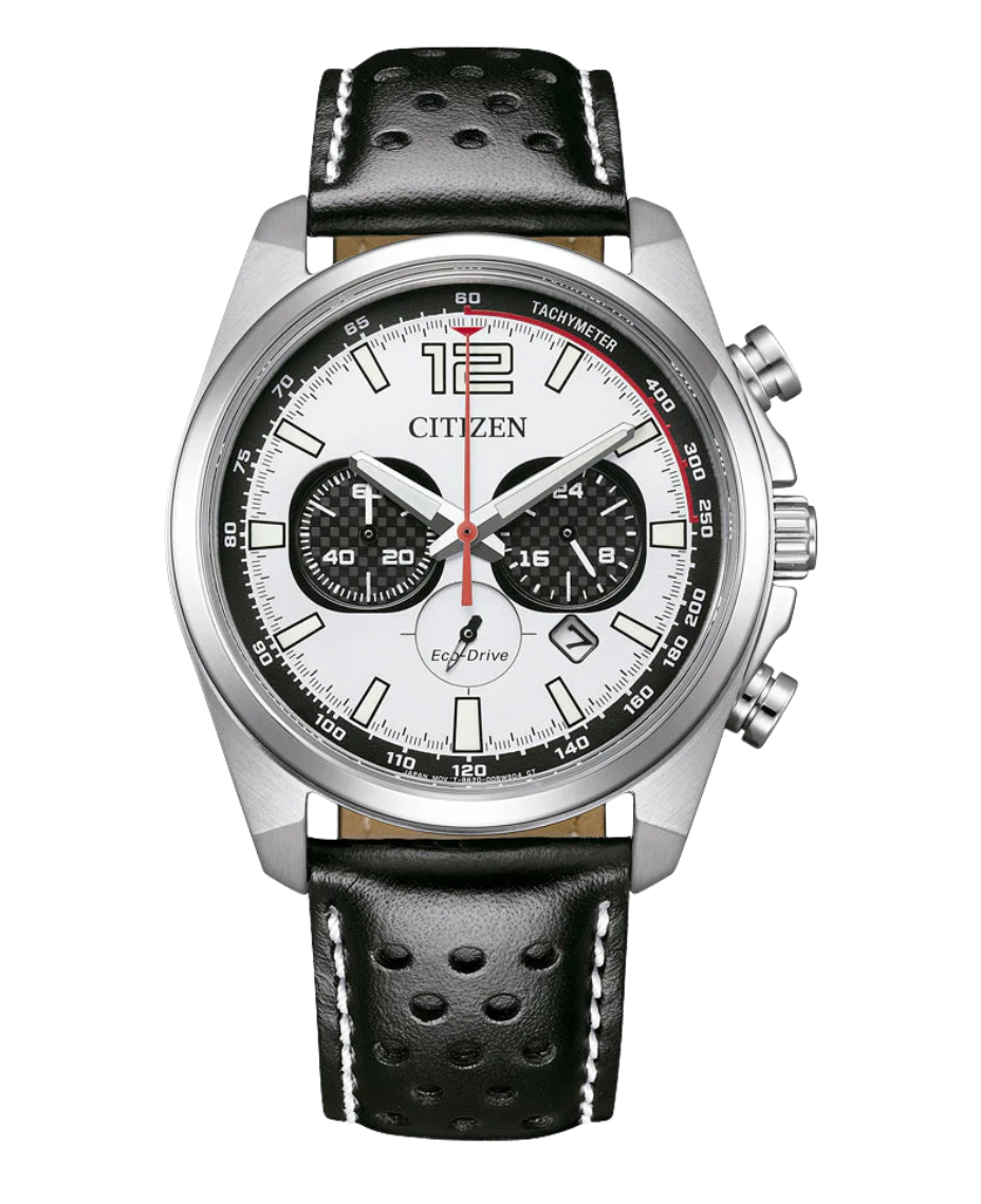 Citizen Eco-Drive CA4640-09A reloj hombre acero blanco cronógrafo solar