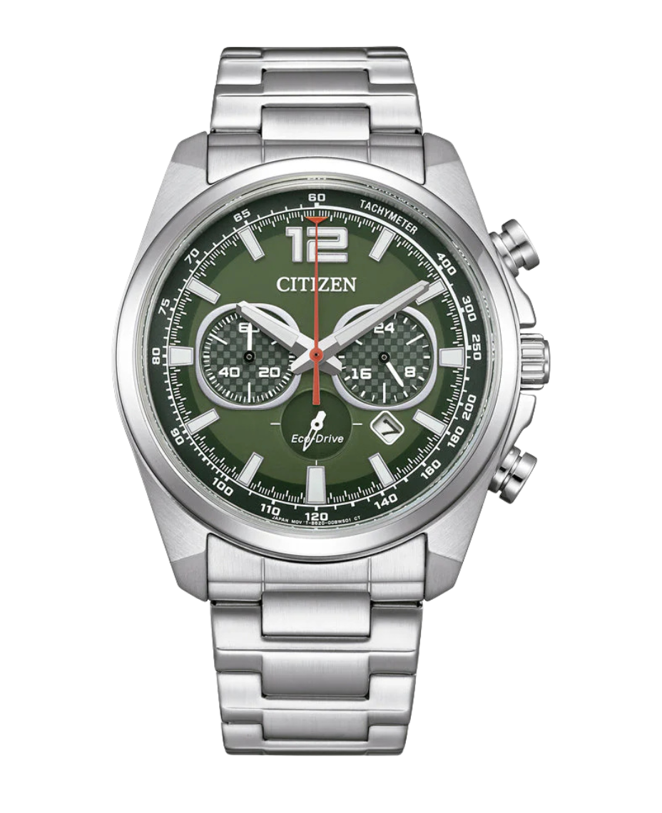 Citizen Eco-Drive CA4640-50X reloj hombre acero esfera verde cronógrafo