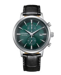 Citizen Eco-Drive CA7069-24X reloj hombre acero esfera verde correa piel